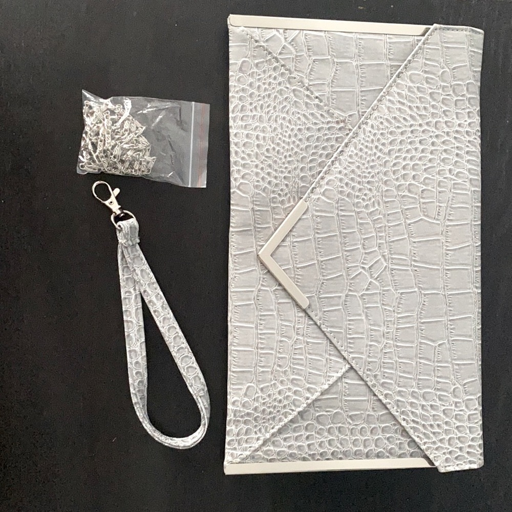 Grey and silver accent clutch